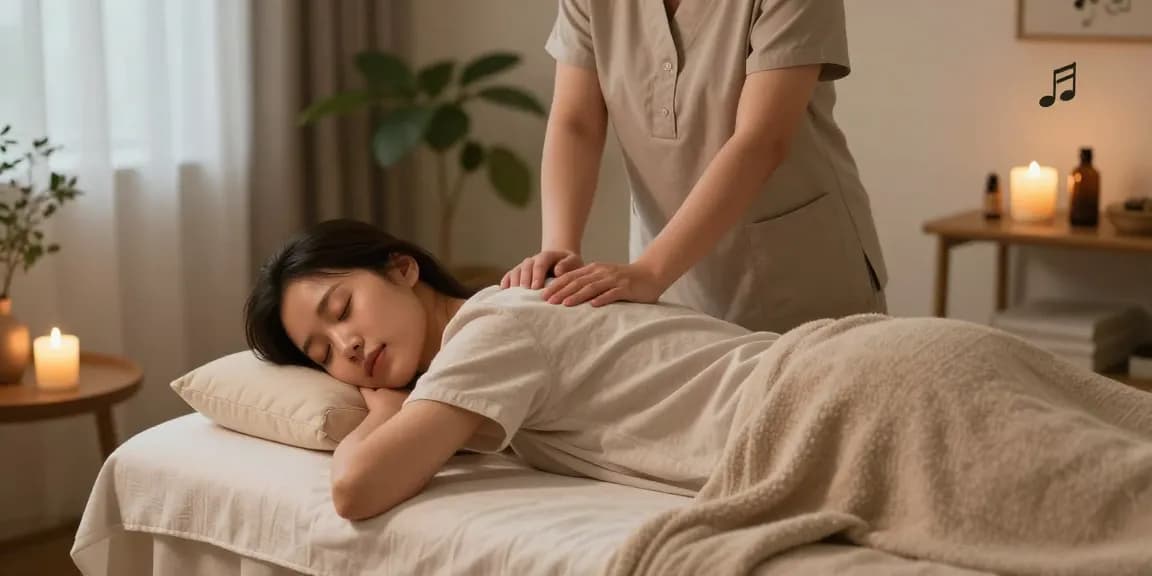 Inviting 하남출장안마 massage therapy scene, professional therapist providing a soothing experience in a tranquil home setting.