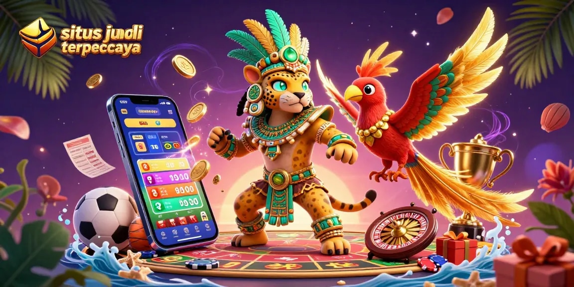 Situs judi bola terpercaya showcases thrilling sports betting action with engaging characters and dynamic game elements.
