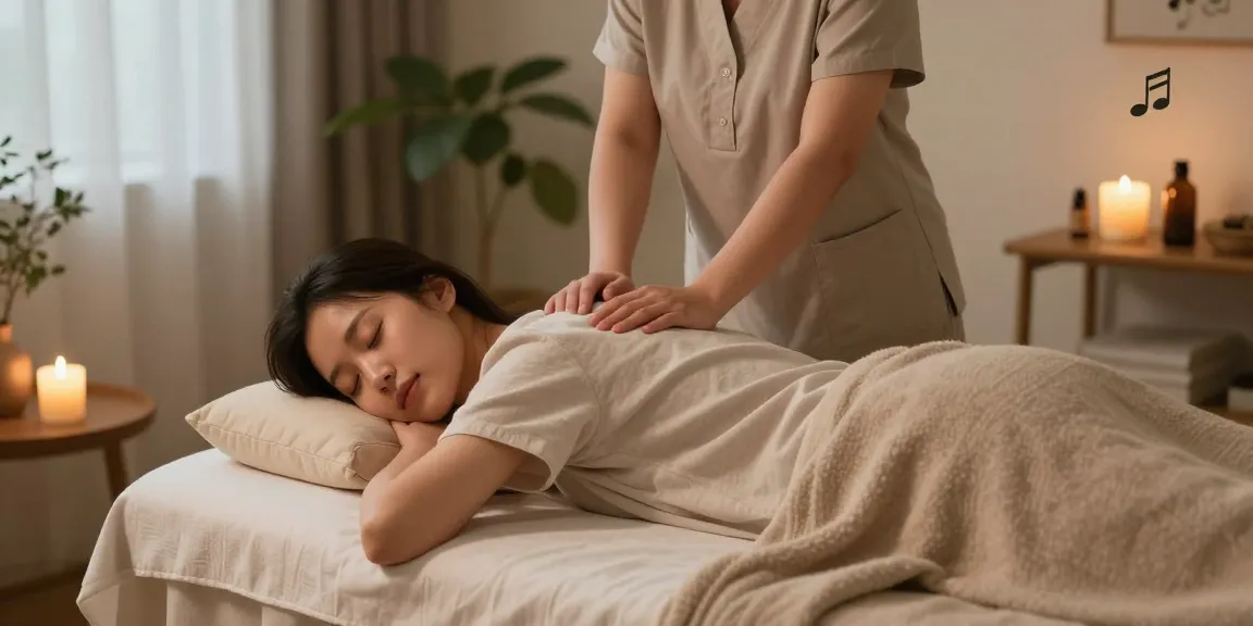 Inviting 하남출장안마 massage therapy scene, professional therapist providing a soothing experience in a tranquil home setting.