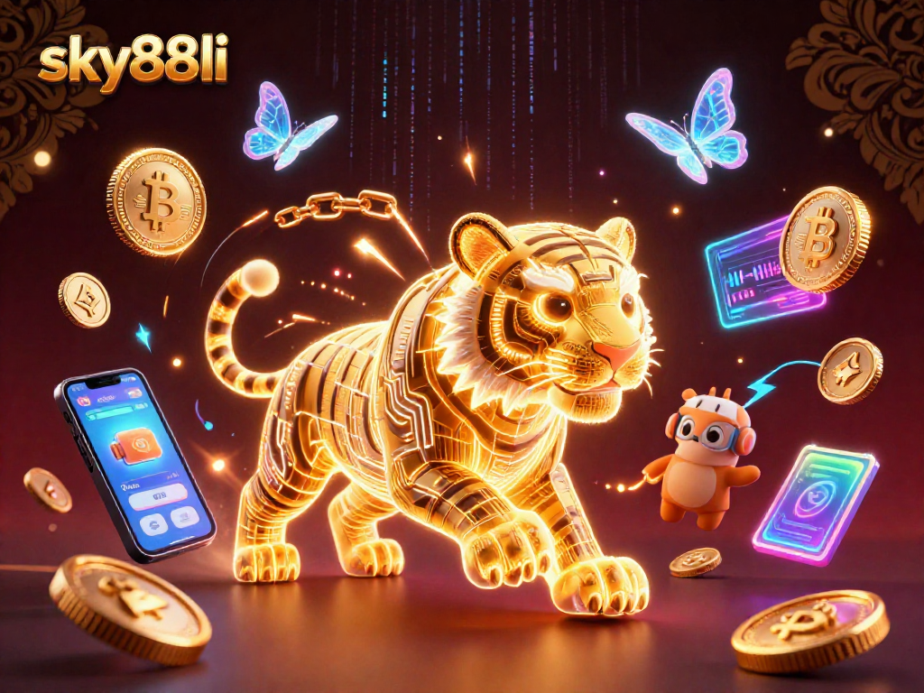 Experience thrilling gameplay at sky88li with vibrant 3D casino elements and neon effects.
