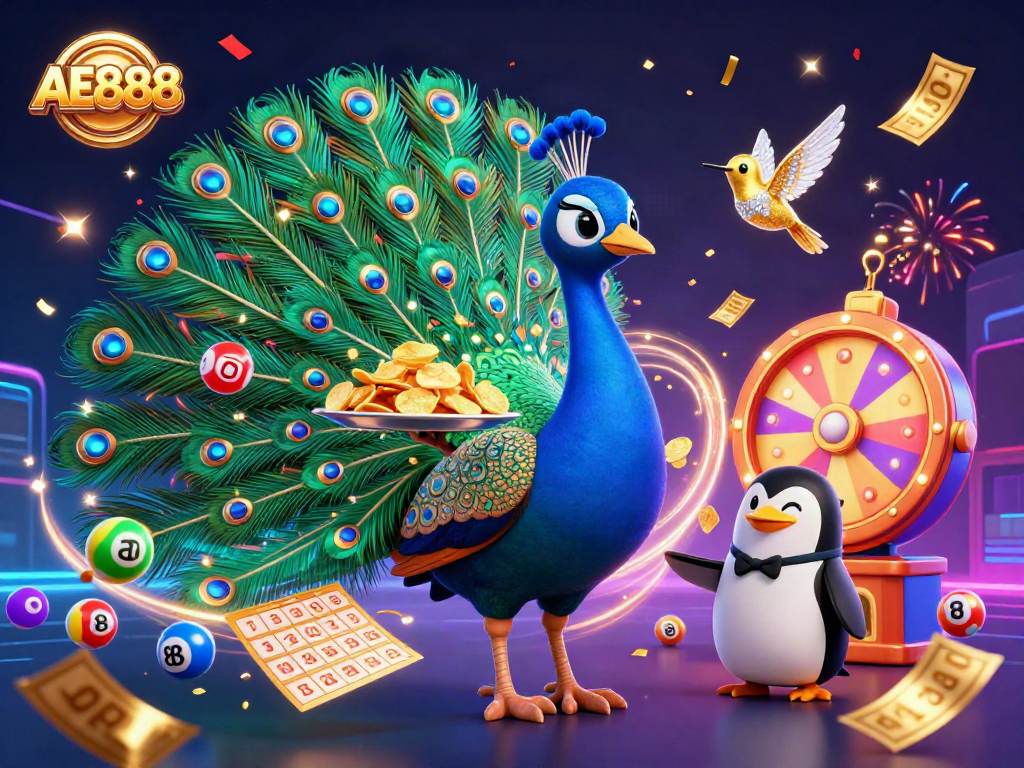 Engage in exciting AE888 gameplay with festive characters and dynamic gambling elements.