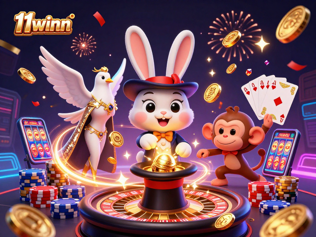 Experience thrilling winnings at 11winn with magician characters and vibrant casino elements