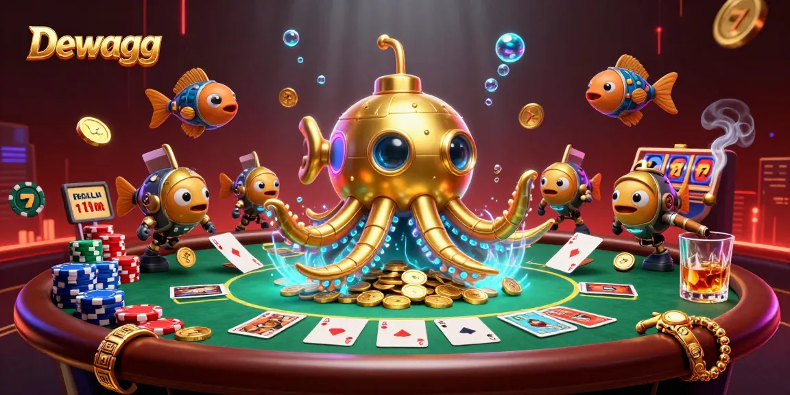 Dewagg showcases an exciting underwater casino scene with a golden kraken submarine and vibrant gaming elements.