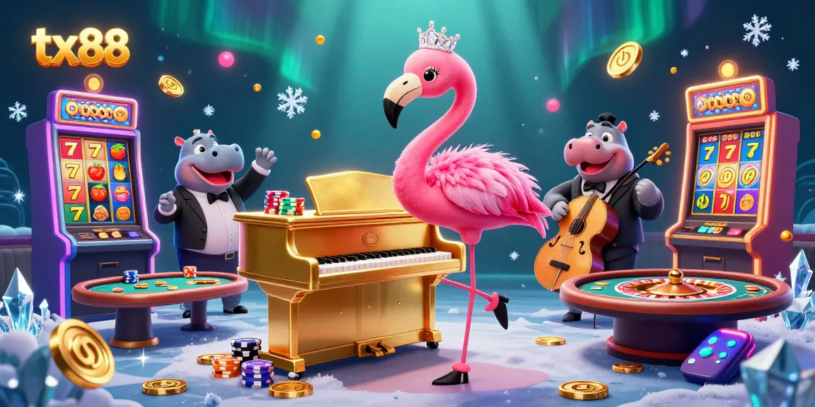 Experience the thrill of tx88 with vibrant casino characters and dynamic gaming elements in a colorful 3D illustration.