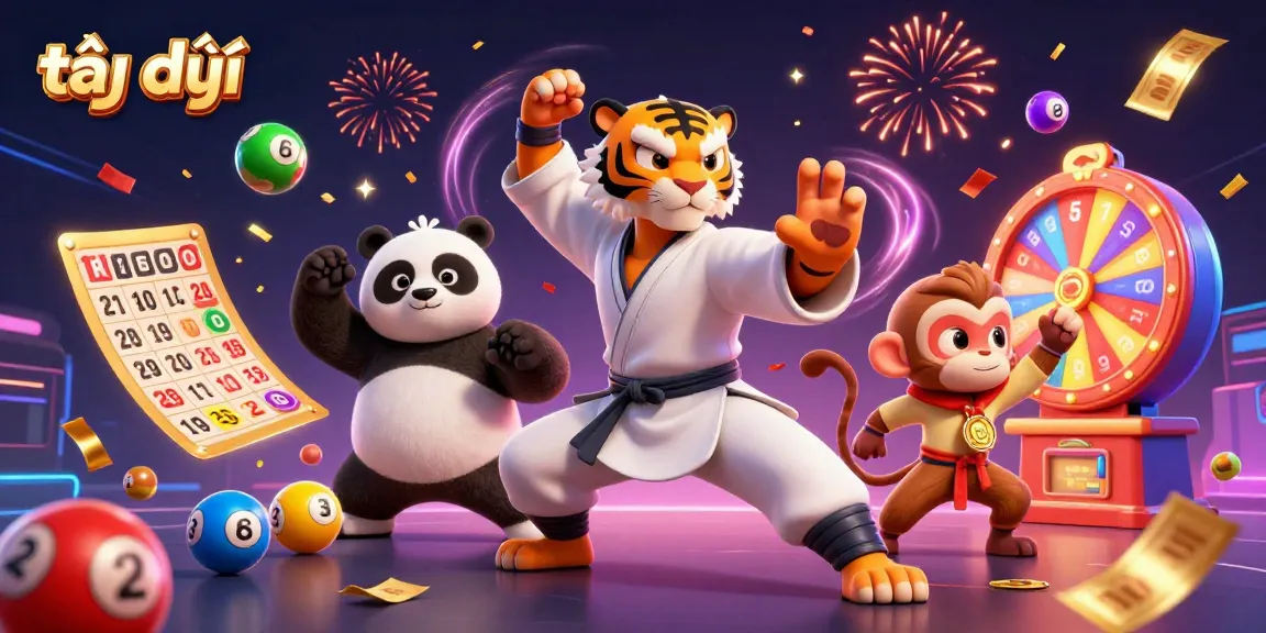 Experience dynamic gaming action at "tại đây" with a colorful celebration in a vibrant 3D casino scene.