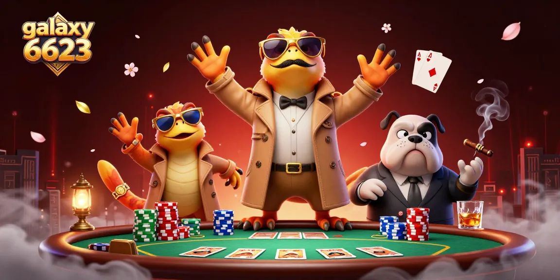 The raptors in a trench coat prepare to win big at galaxy 6623's VIP casino lounge, amidst poker chips and cards.