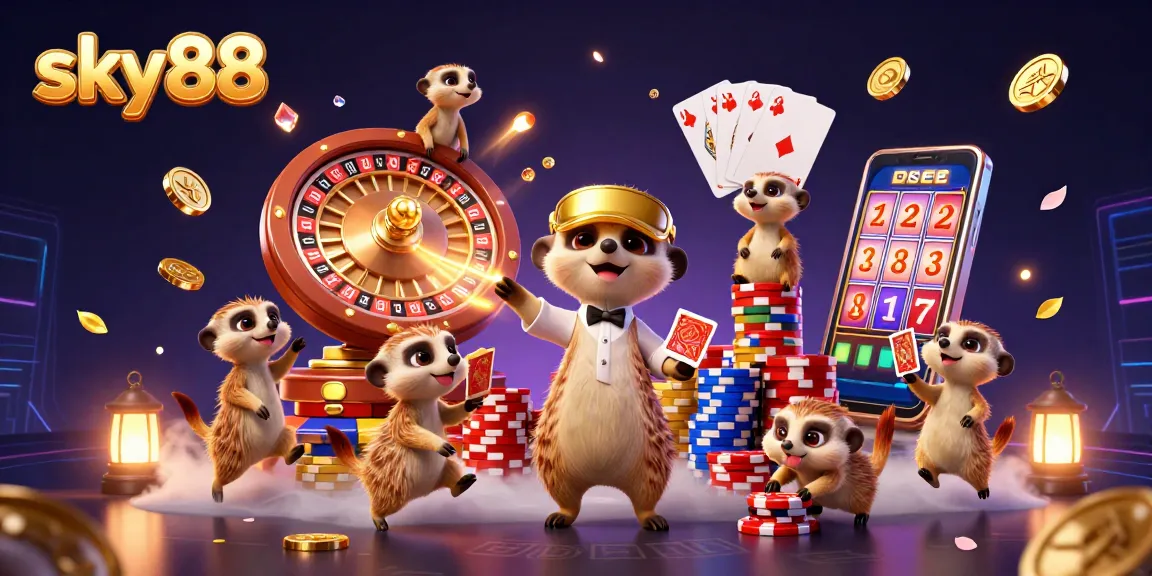 Bet on sky88 and enjoy the dynamic 3D meerkats running a vibrant casino.