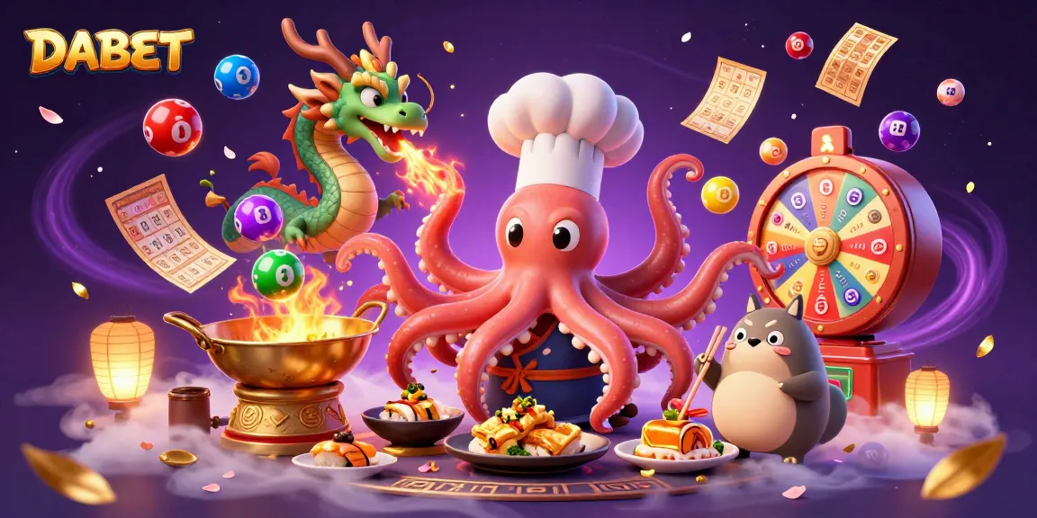 DABET engages players with a vibrant 3D casino scene featuring dynamic characters and lottery elements.
