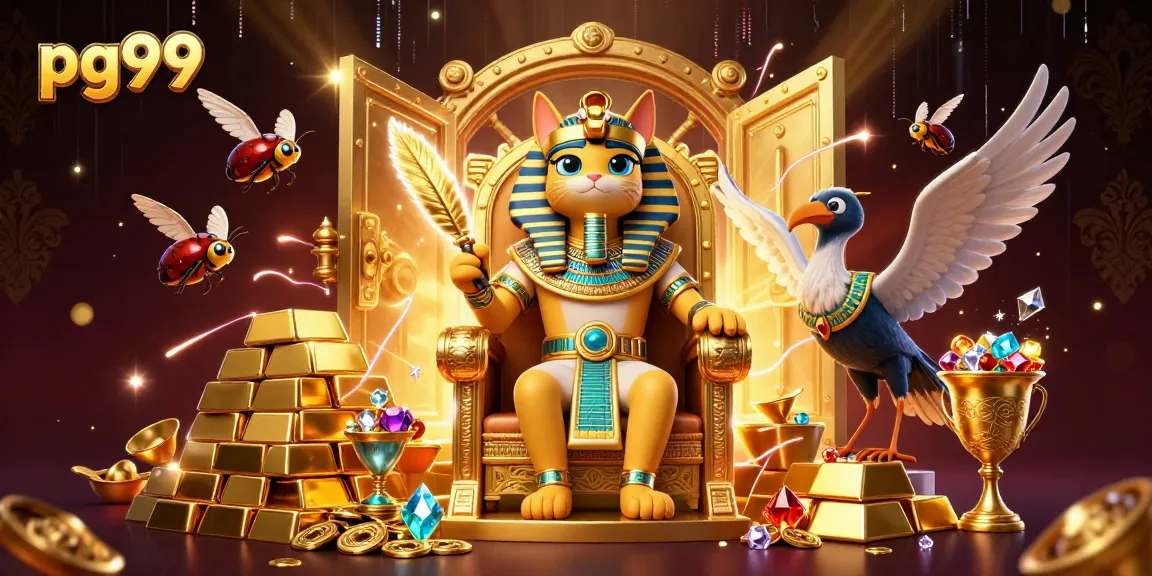Spin to win with pg99 in a vibrant 3D treasure-filled casino scene