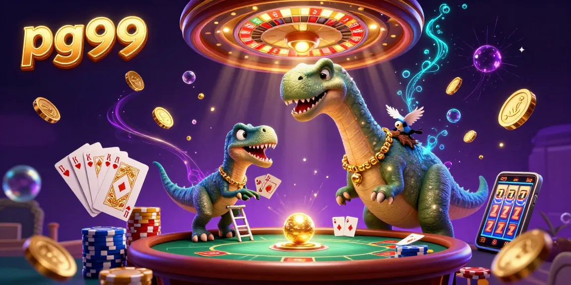 Experience vibrant excitement at pg99 with colorful chips and casino games in an energetic 3D scene.