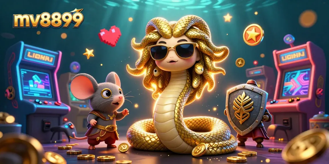 Engage in the vibrant world of mv8899's casino games with Medusa and a warrior mouse!