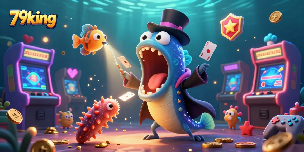 Engage with 79king's vibrant underwater casino magic display featuring a mesmerizing eel and anglerfish.